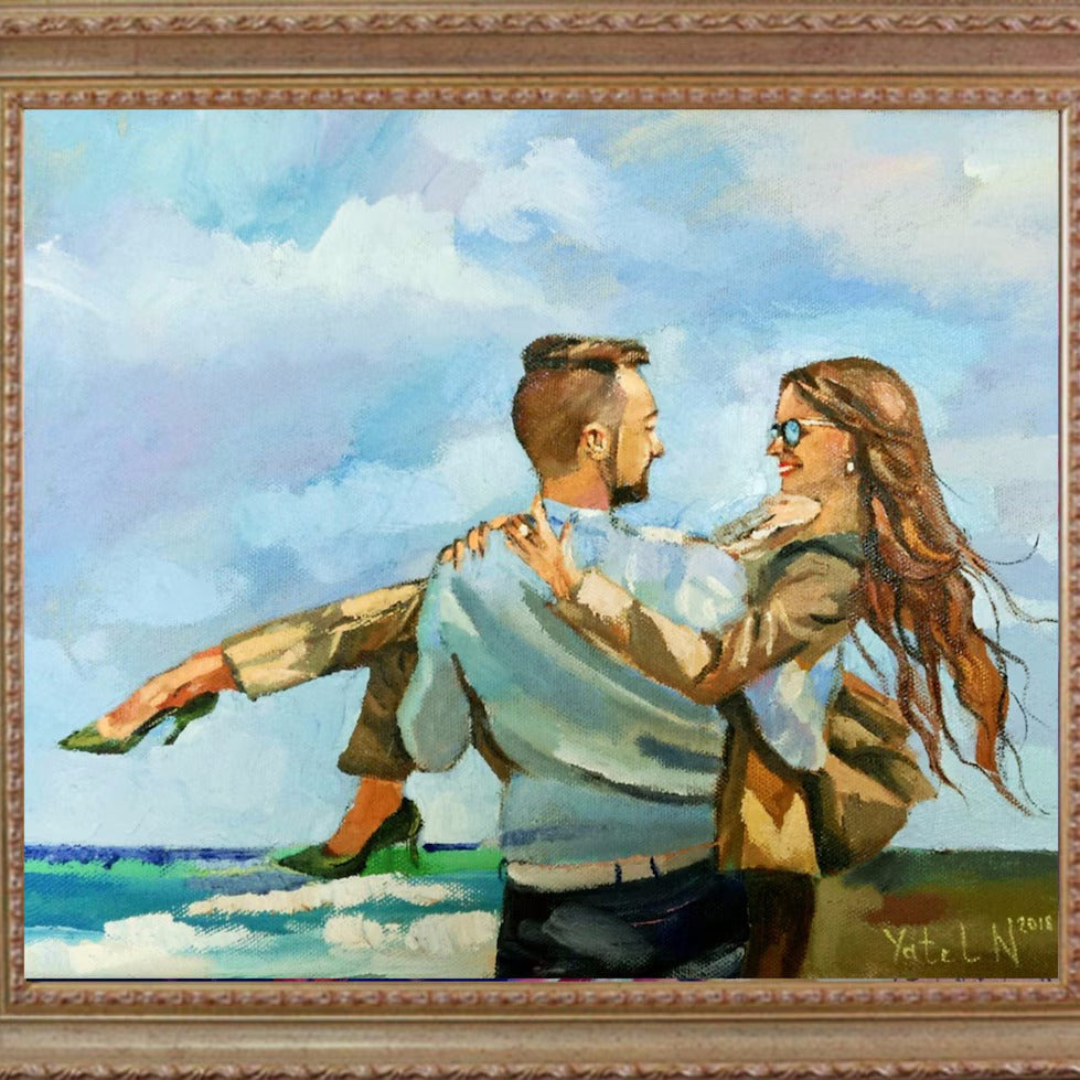Embraced by the Breeze: Our Love Story on Canvas