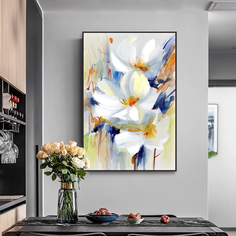 Arte de pared abstracto floral vibrante