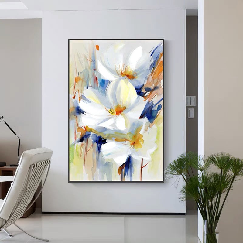 Arte de pared abstracto floral vibrante