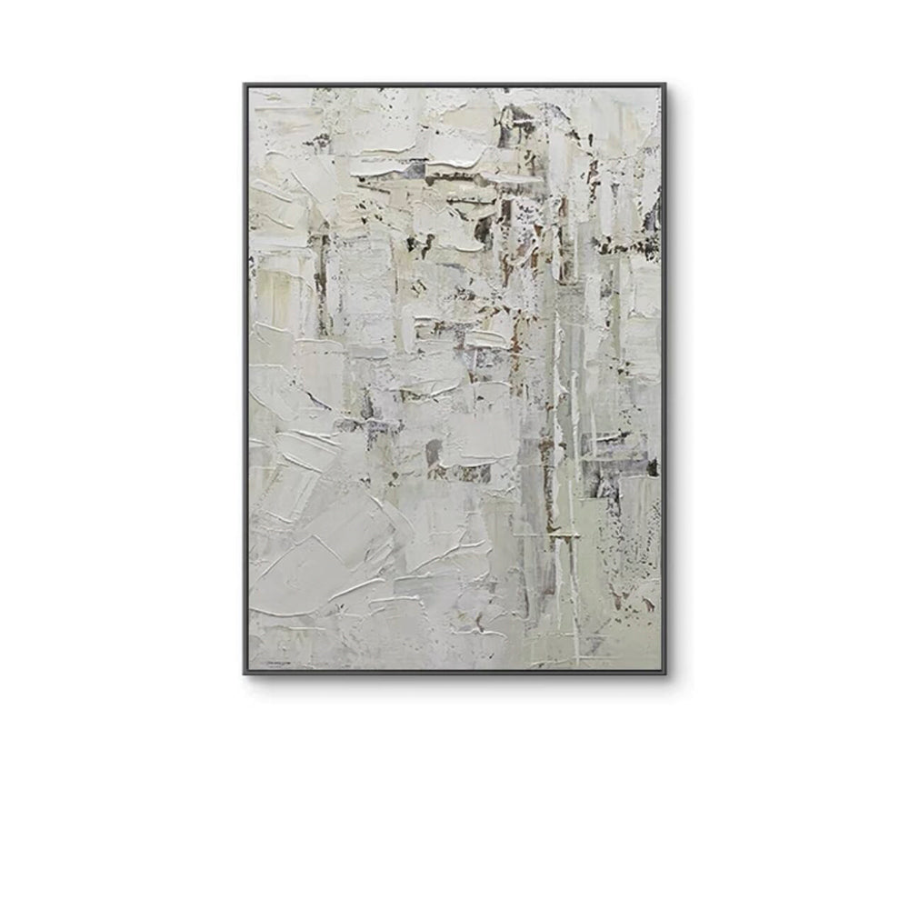 Arte de pared abstracto con textura blanca y beige