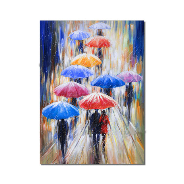 Vibrant Umbrellas in the Rain