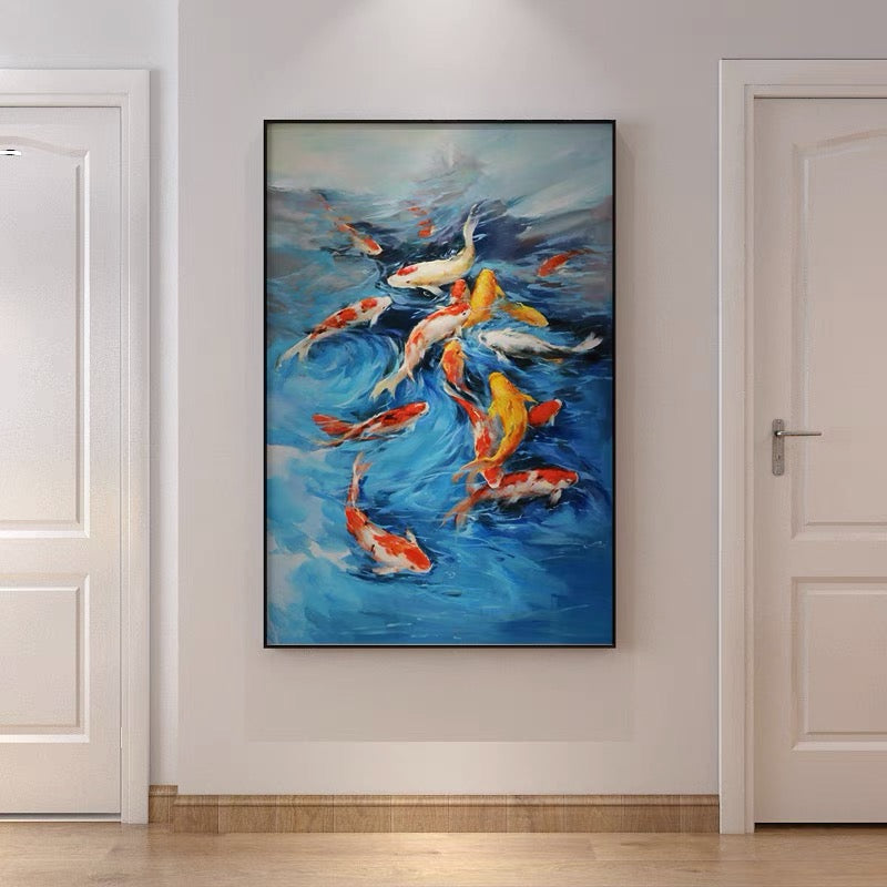 Vibrant Koi Fish in Blue Waters