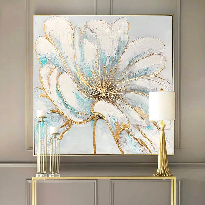 Golden Blossom Floral Canvas Art