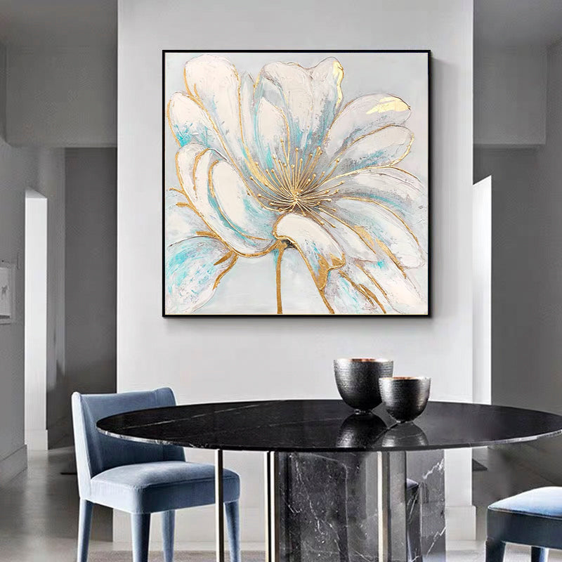 Golden Blossom Floral Canvas Art