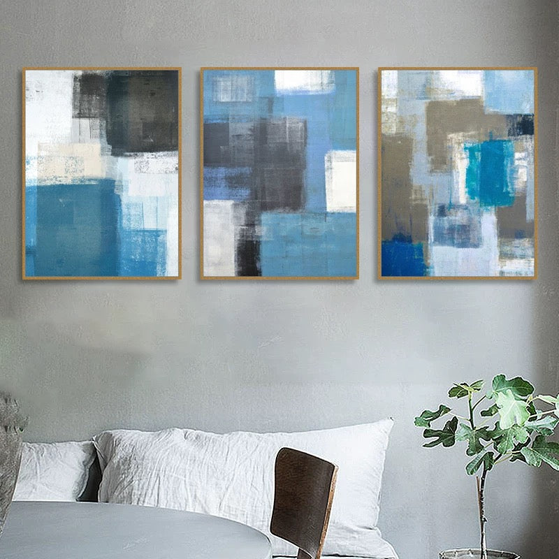 Blue Hues Trio - Abstract Set