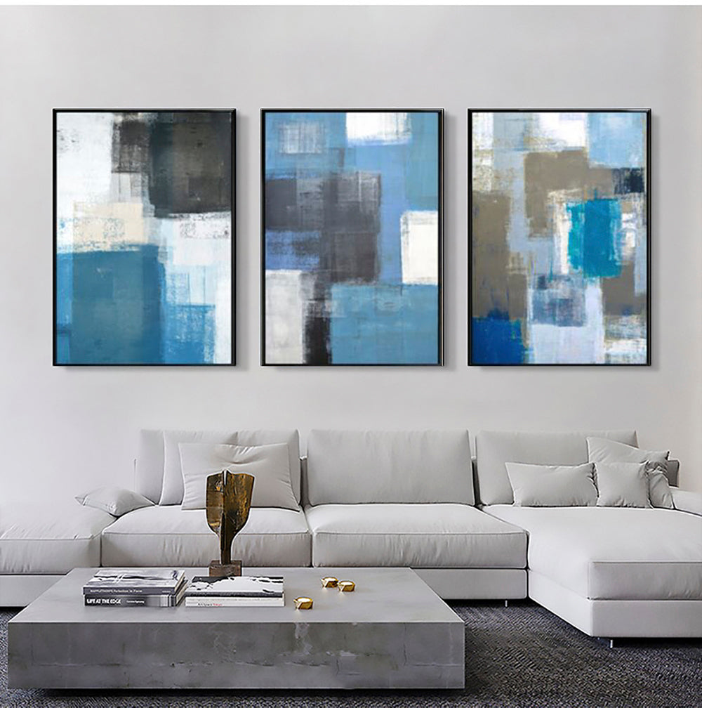 Blue Hues Trio - Abstract Set