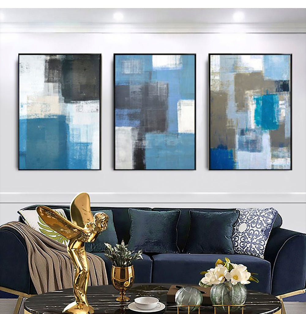 Blue Hues Trio - Abstract Set