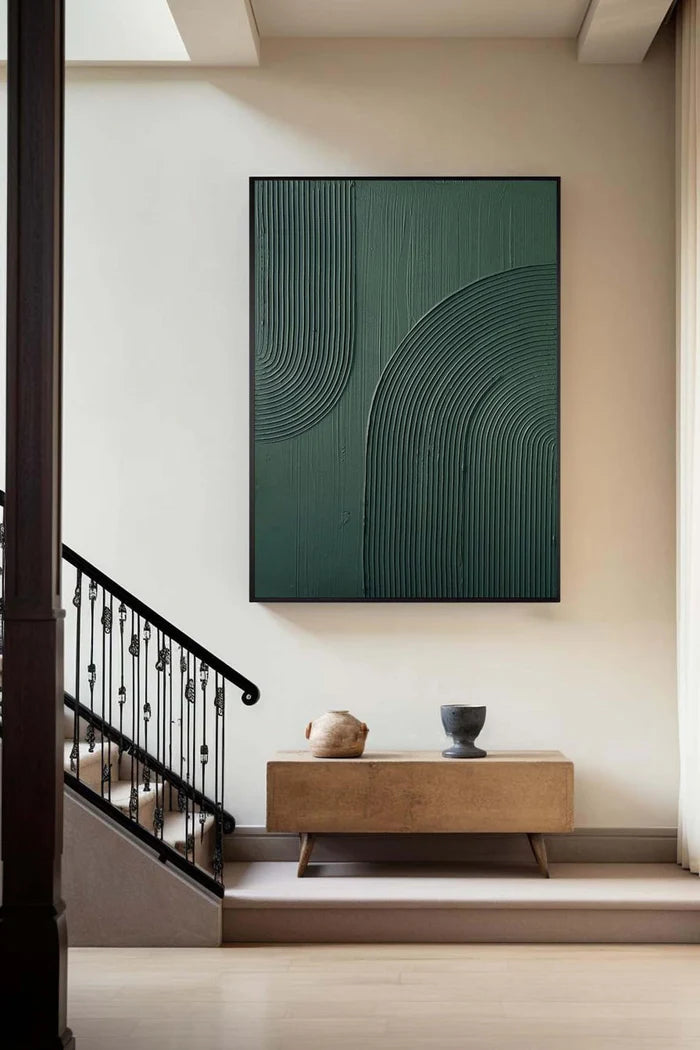 Minimalist Green Abstract Textured Wall Art