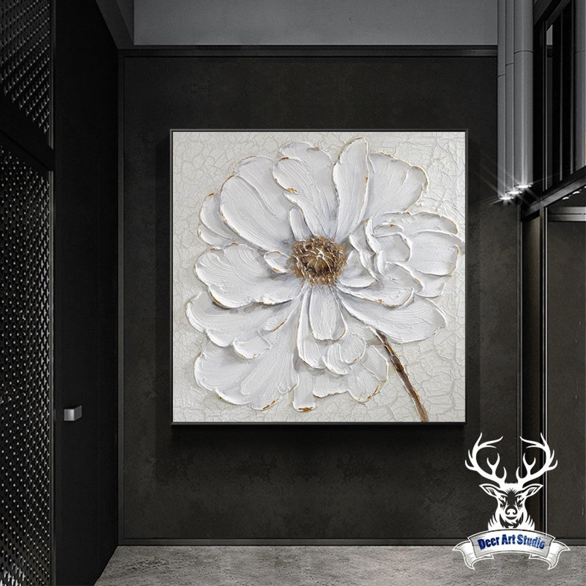 Elegant White Blossom Relief Wall Art