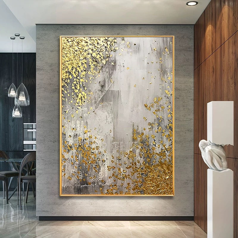 Golden Cascade - Luxe Abstract Art