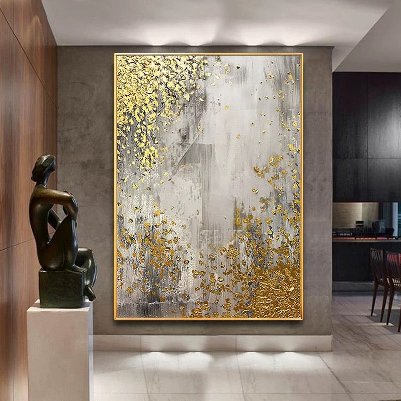 Golden Cascade - Luxe Abstract Art