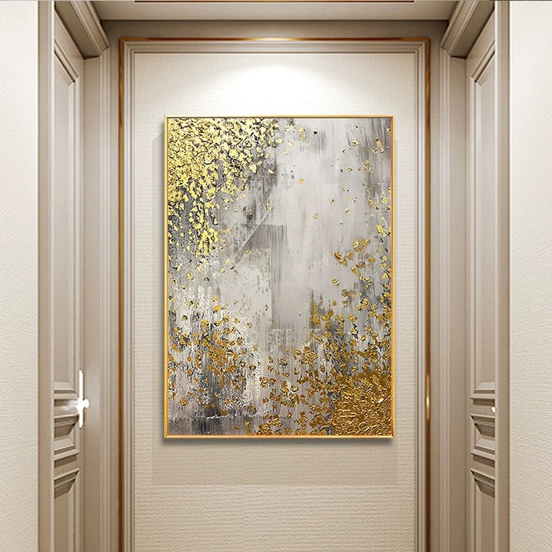 Golden Cascade - Luxe Abstract Art