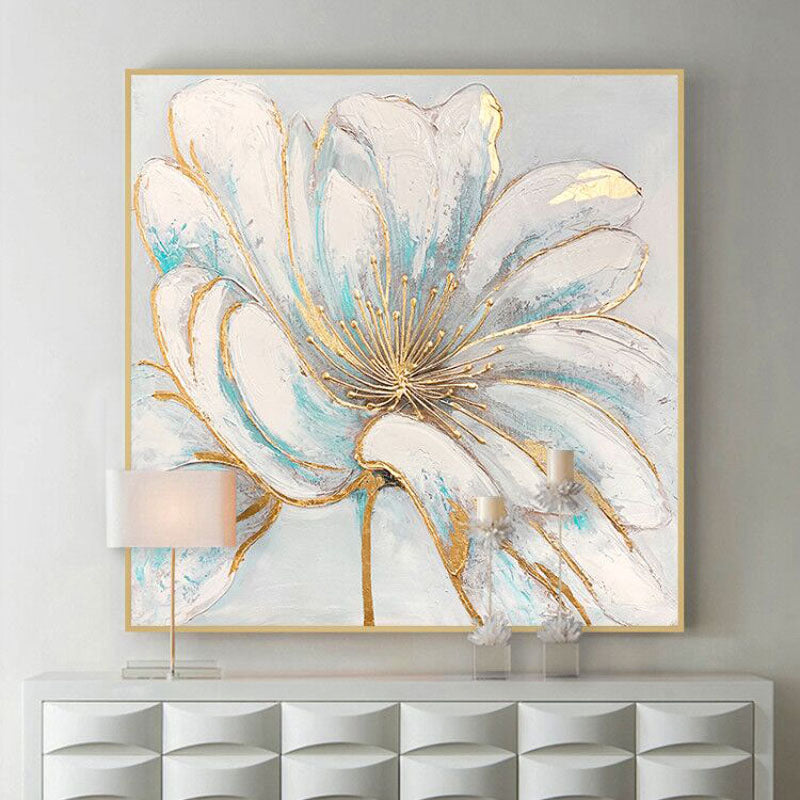 Golden Blossom Floral Canvas Art