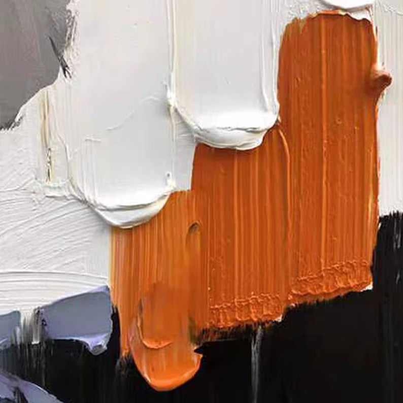 Modern Orange and White Abstract Wall Art