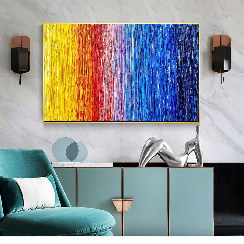 Rainbow Cascade Textured Canvas