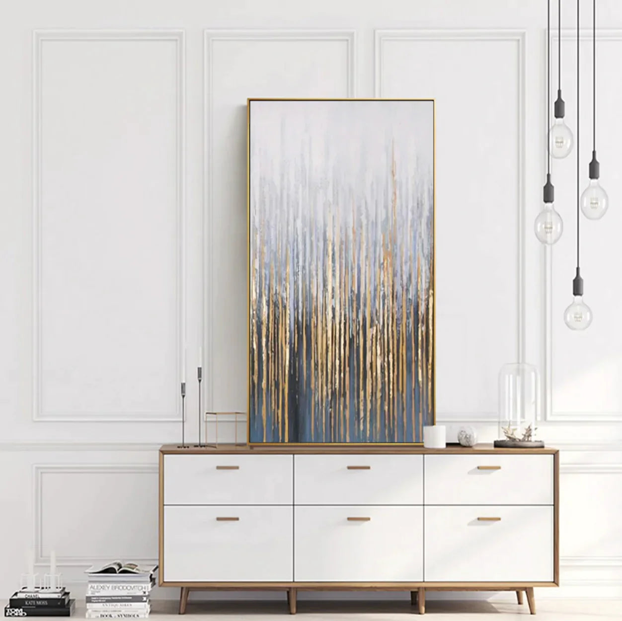 Golden Cascade: Modern Wall Art