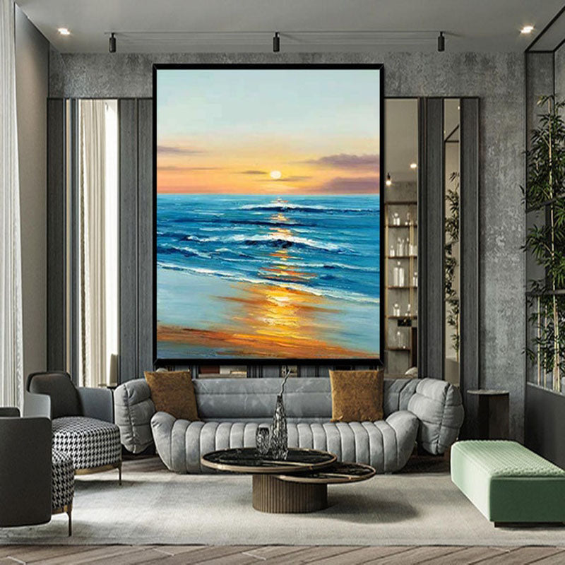 Golden Waves: Ocean Sunset Glow