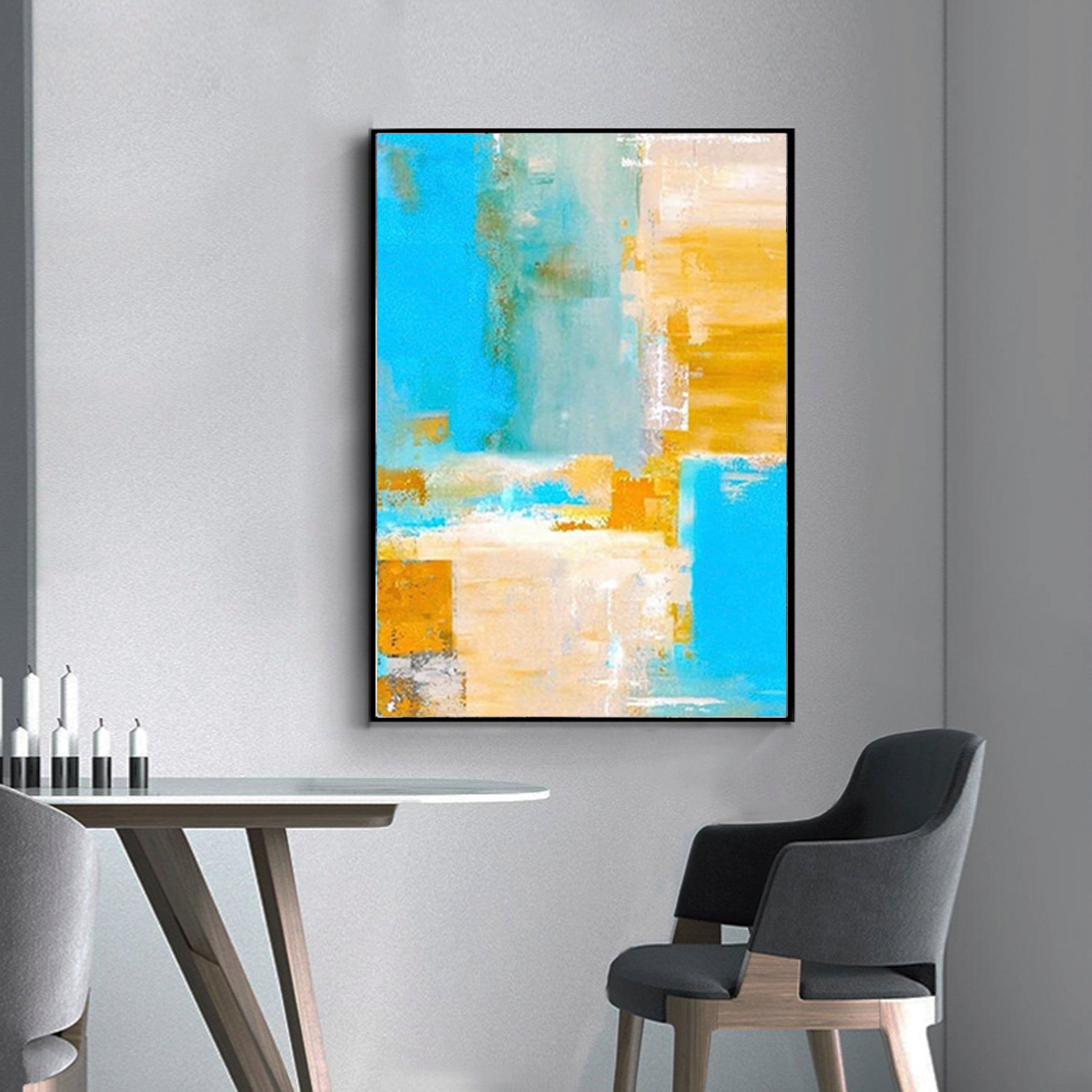 Sunlit Abstract: Blue & Gold Harmony