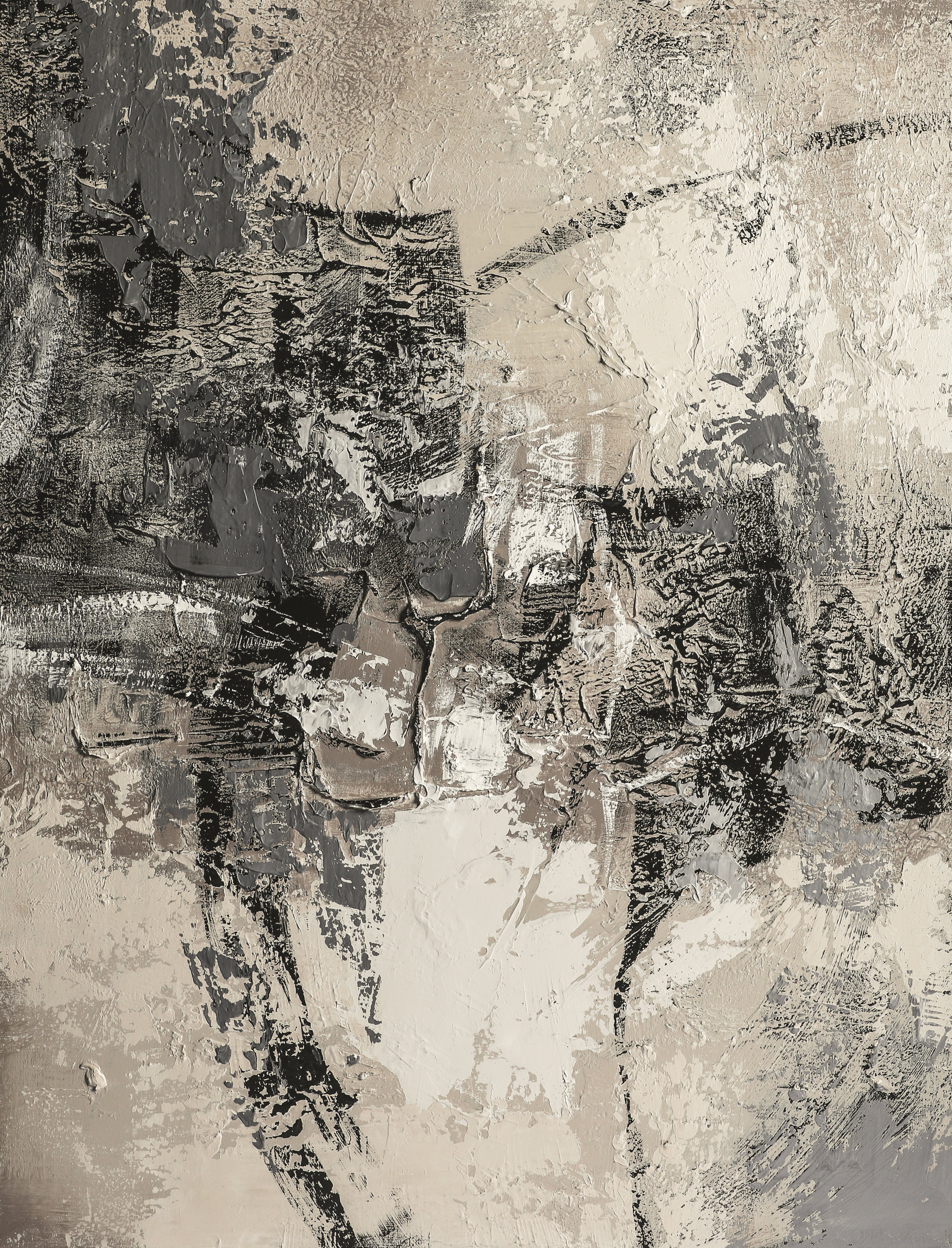 Monochrome Abstract Textured Oil Painting