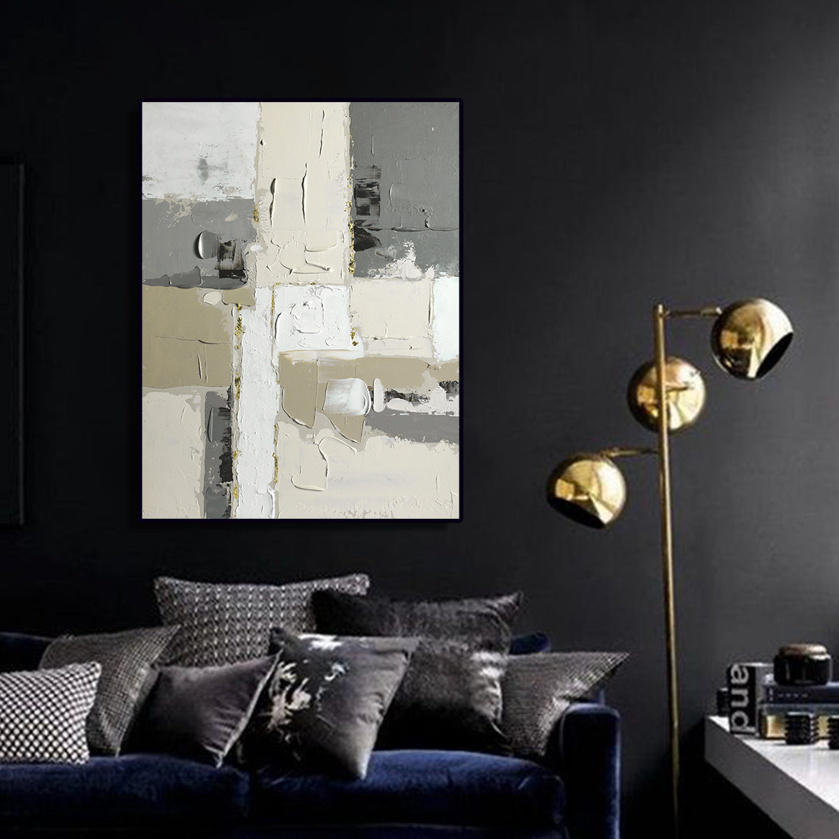 Abstract Textured Beige & Gray Canvas