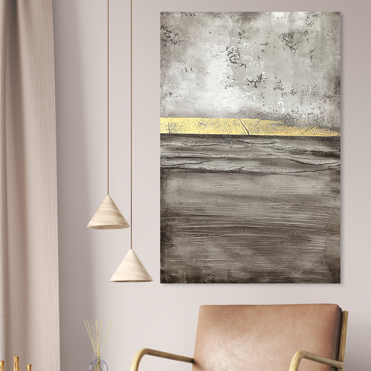 Golden Horizon Abstract Canvas A