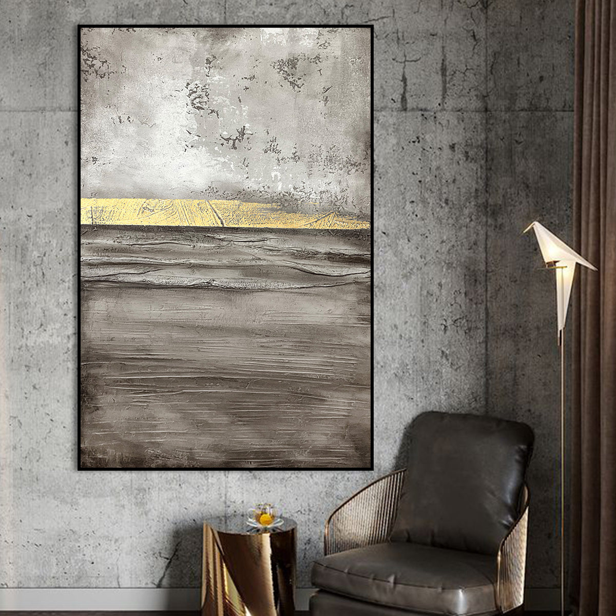 Golden Horizon Abstract Canvas A