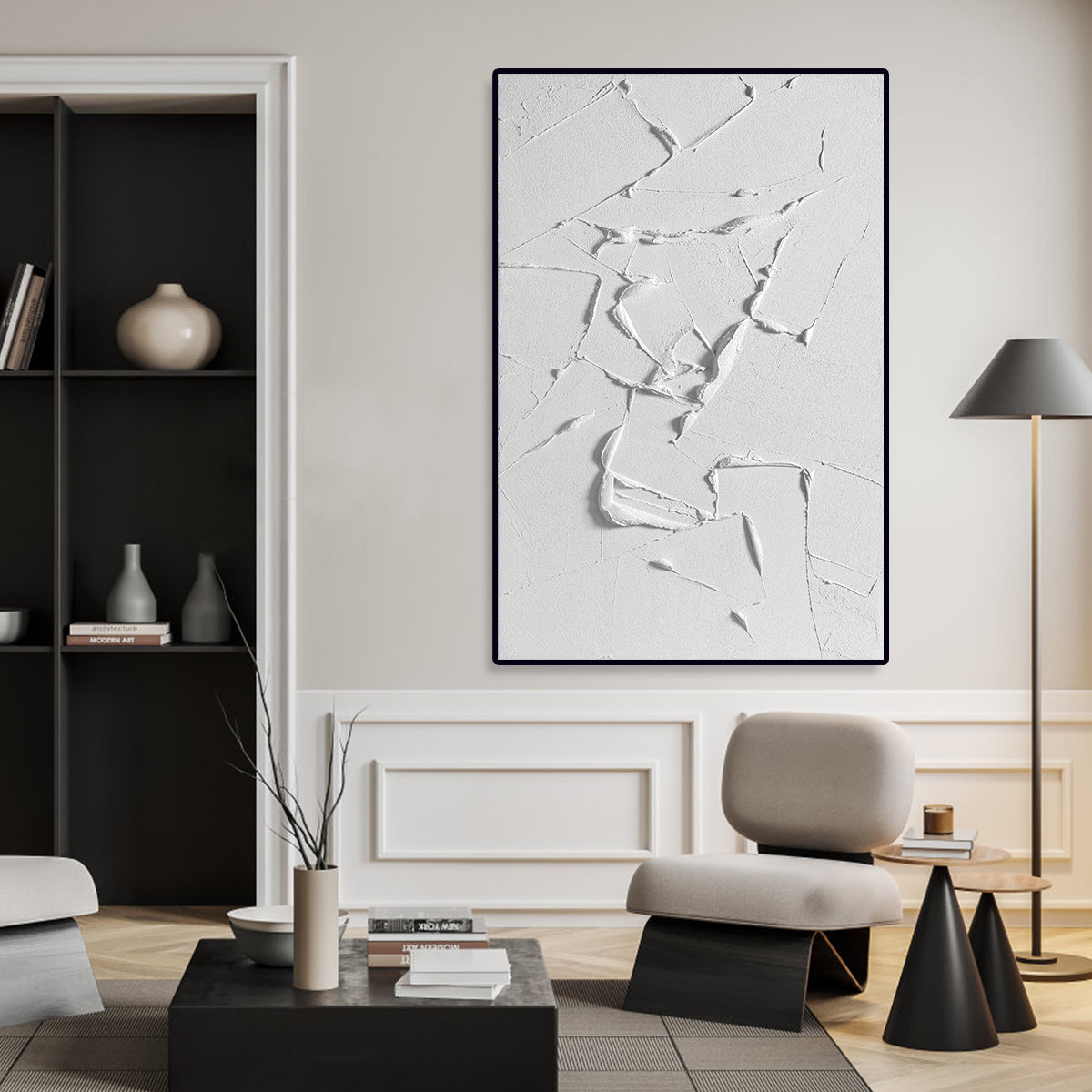 White Serenity: Abstract Texture Art