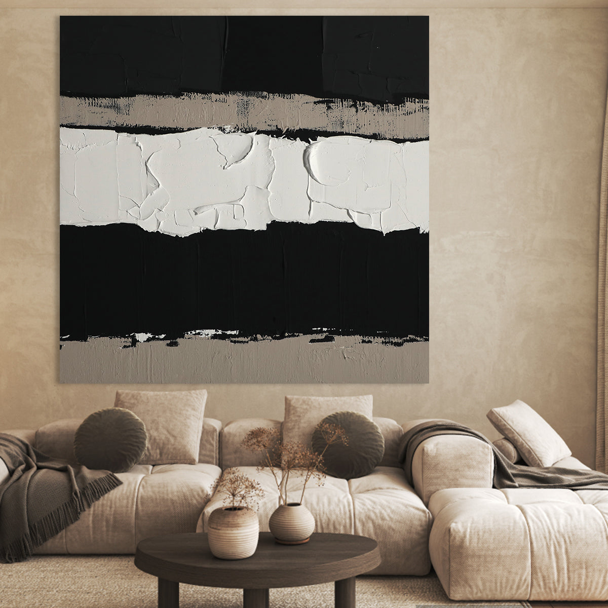 Contrast Creation - Textured Black and White Acrylic Painting