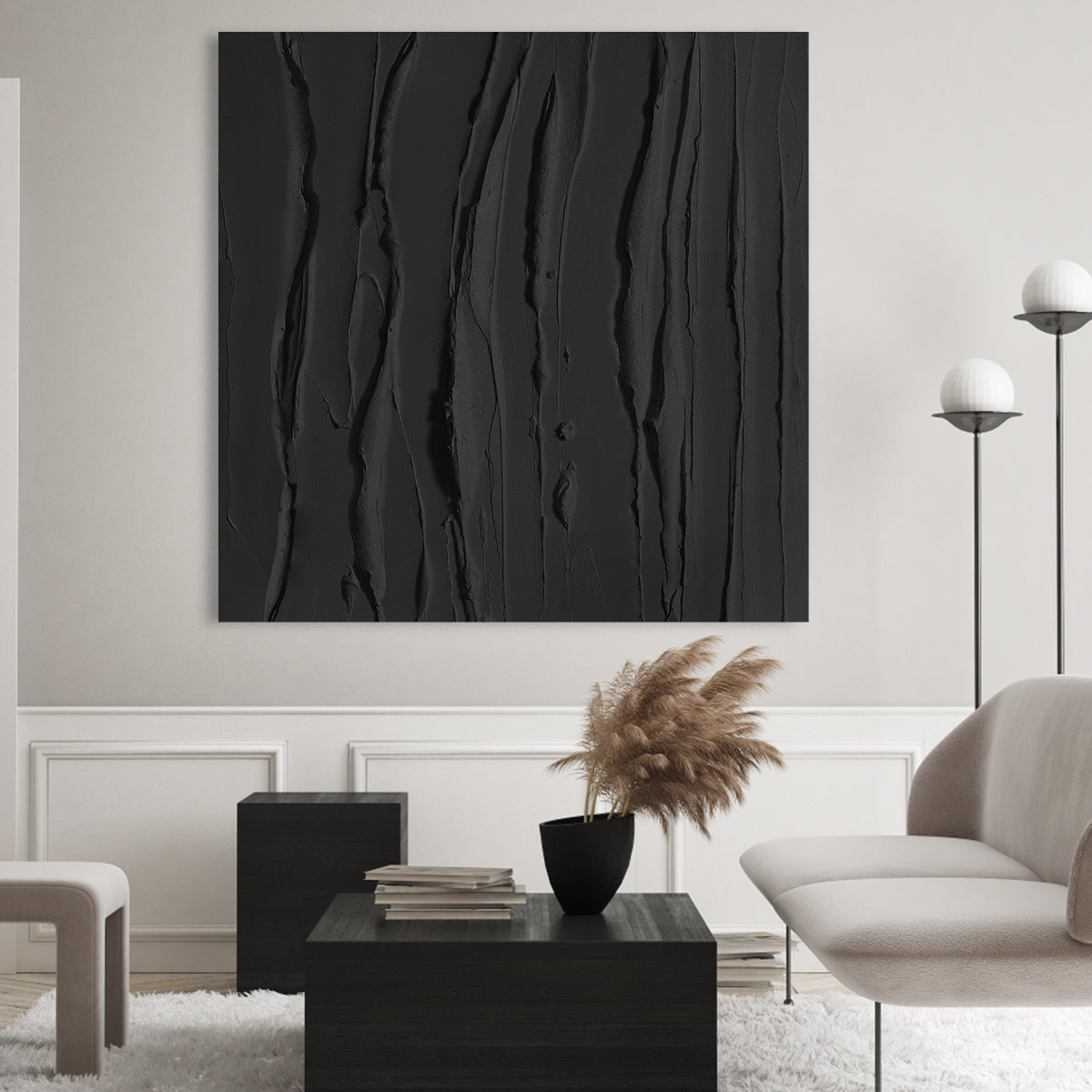 Noir Serenity: Textured Elegance