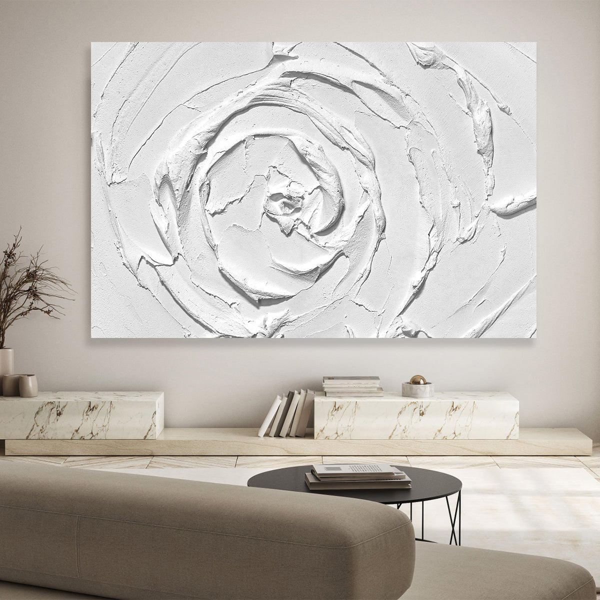 White Spiral: Textured Elegance