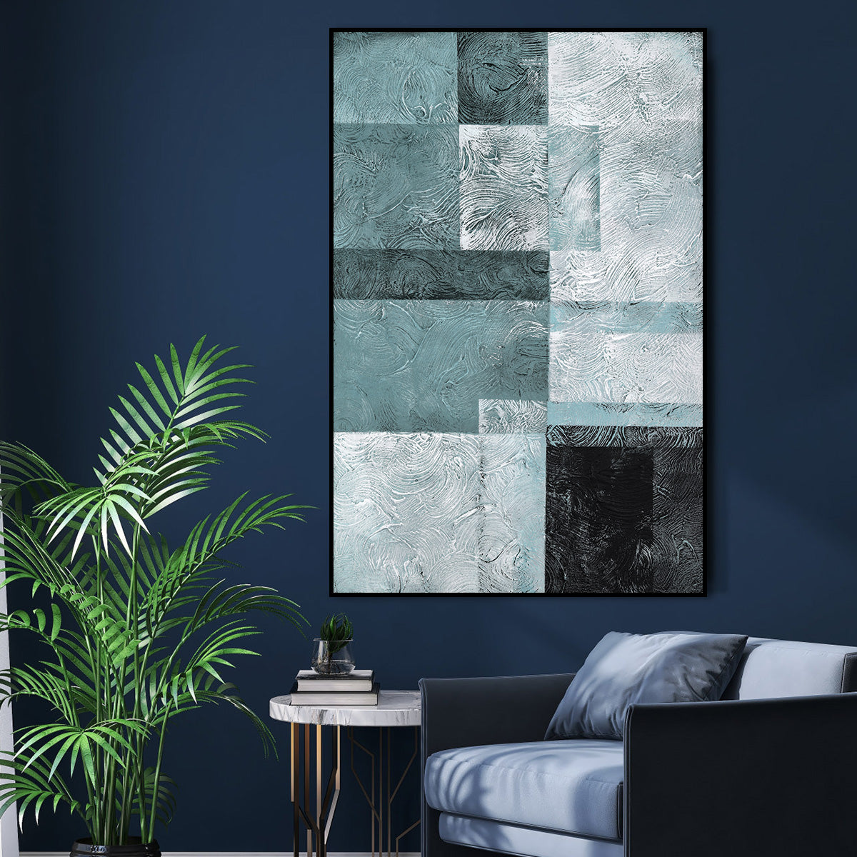 Azure Reflections: Textured Art