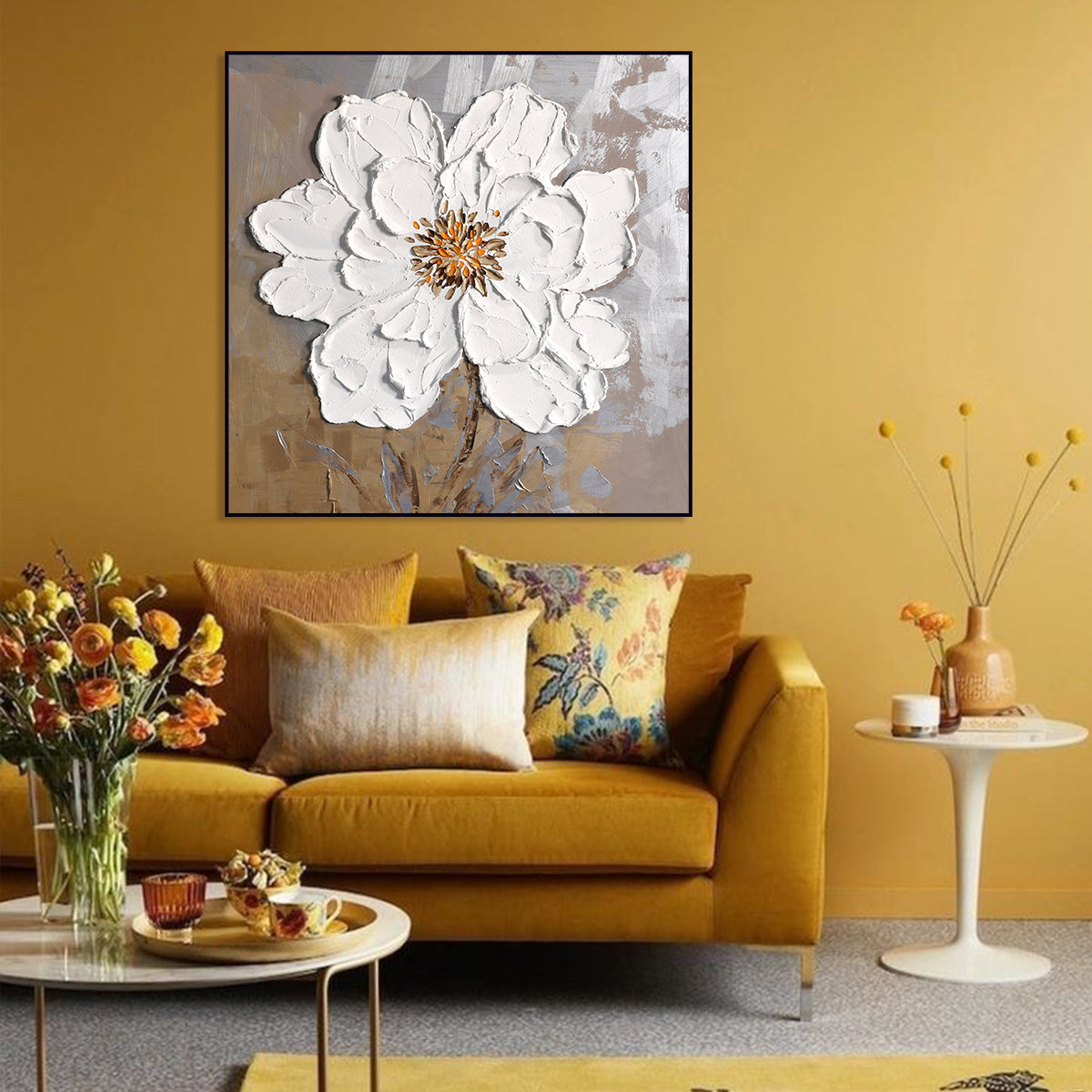 Blossoming Grace: Textured Floral Art