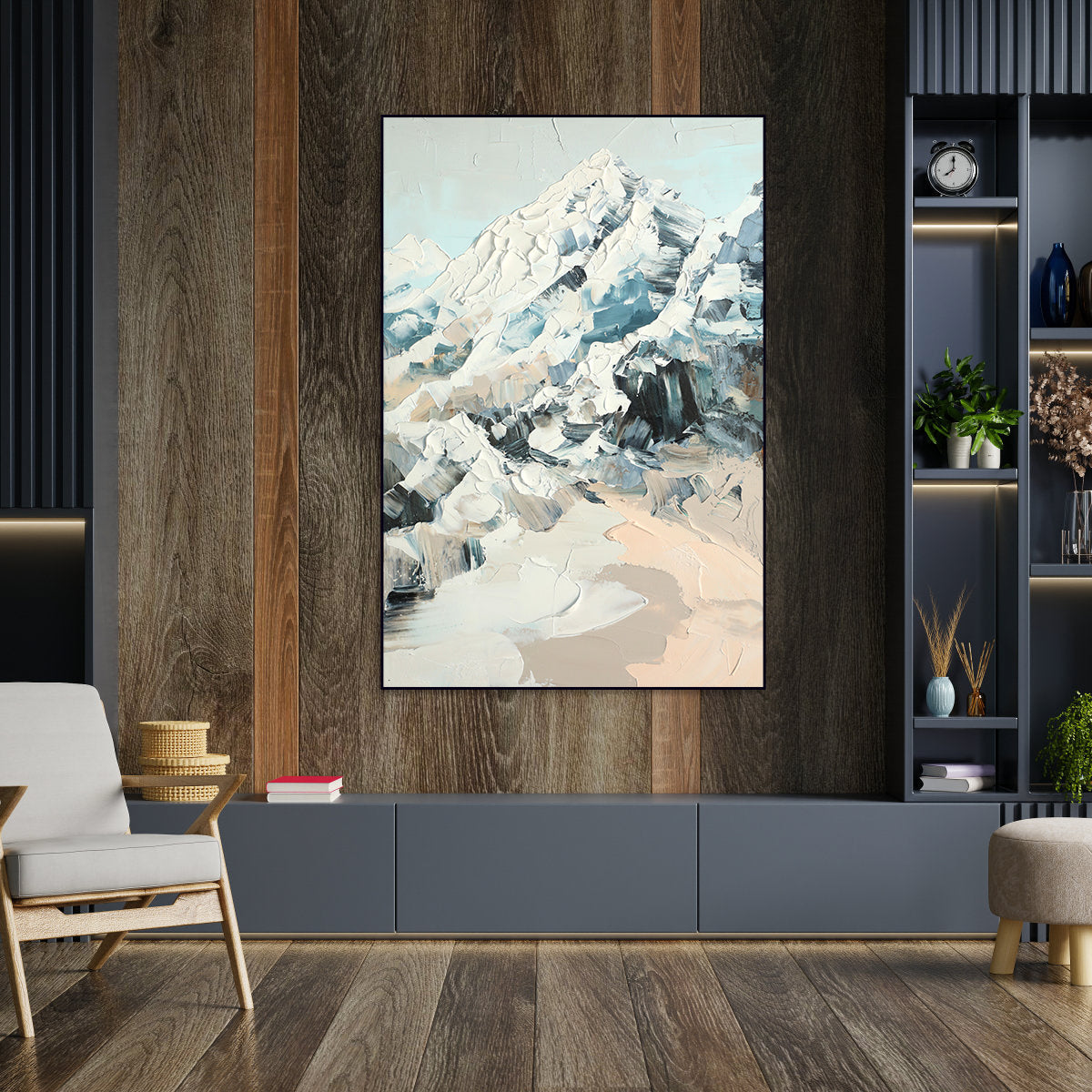 Snowy Mountain Abstract Canvas Art