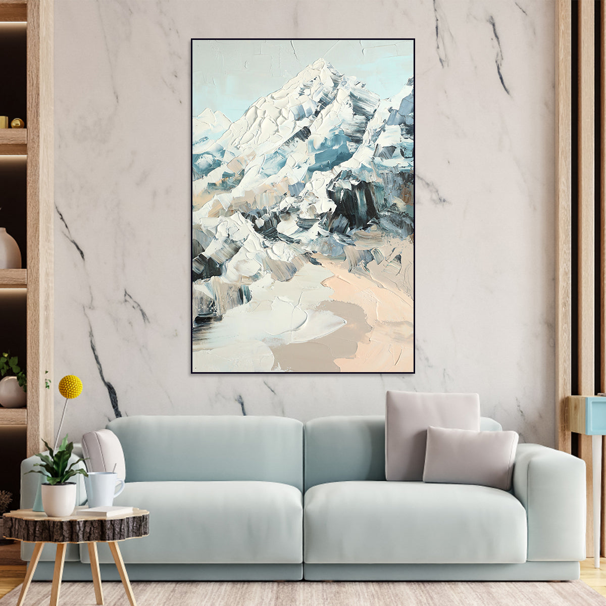 Snowy Mountain Abstract Canvas Art