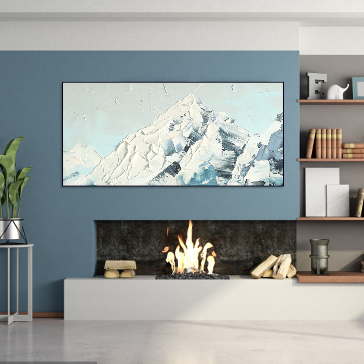 Snowy Peak Abstract Canvas Art