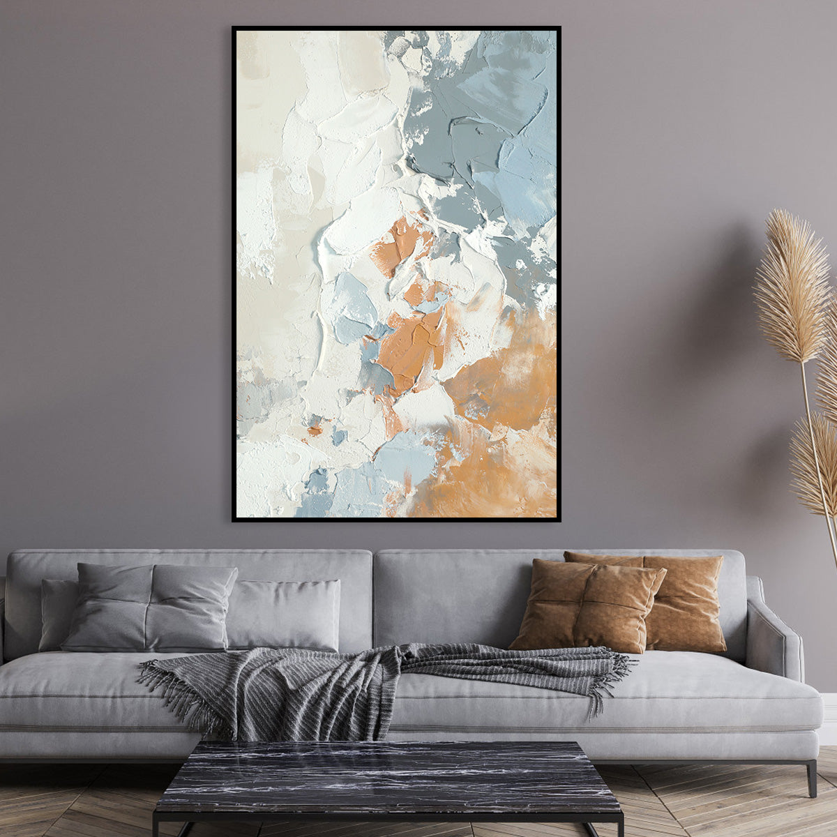 Modern Textured Abstract Canvas Art - Warm and Cool Tones