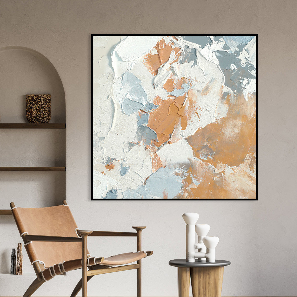 Earth and Sky Textured Abstract Canvas Art - Warm and Cool Tones