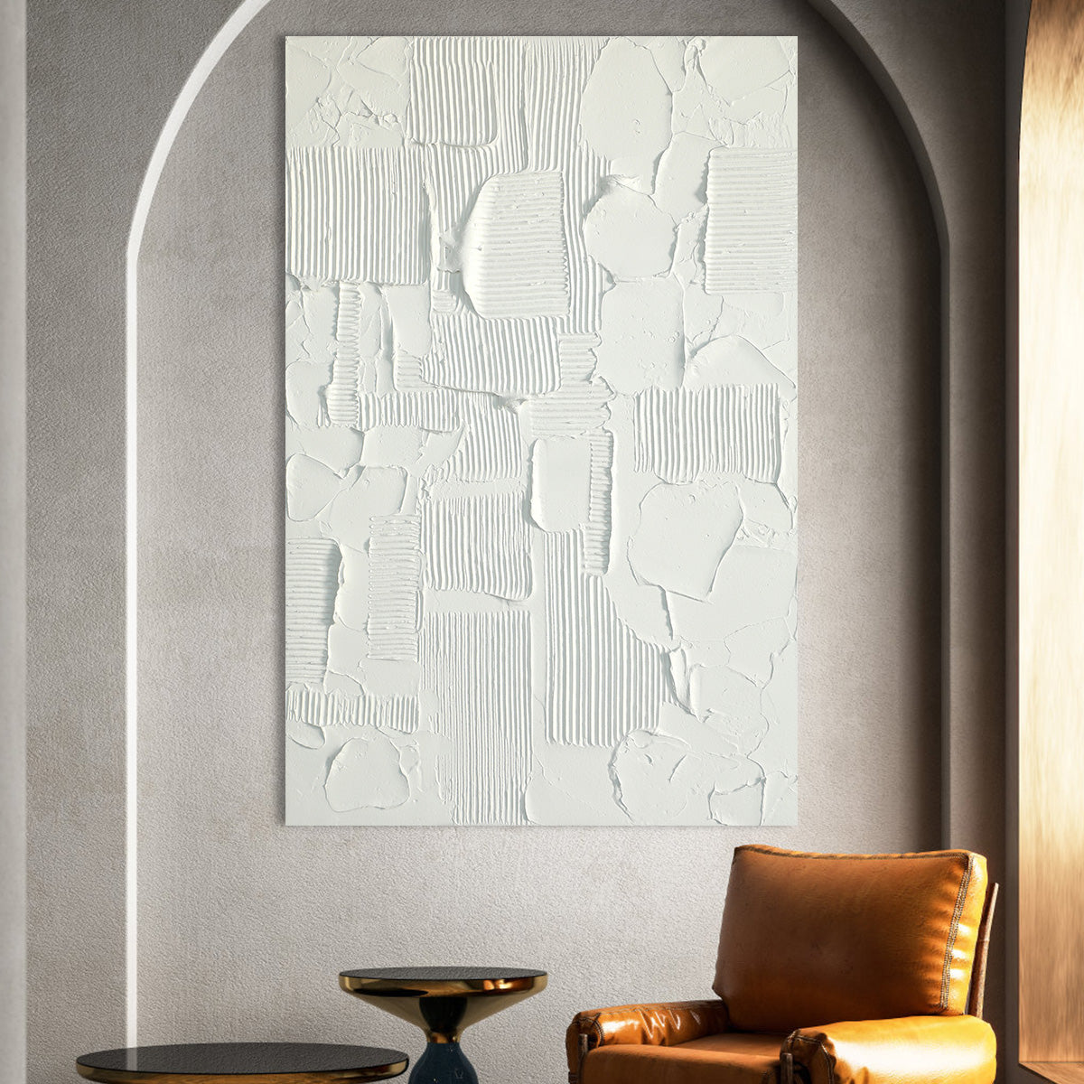 Geometric White Texture Canvas