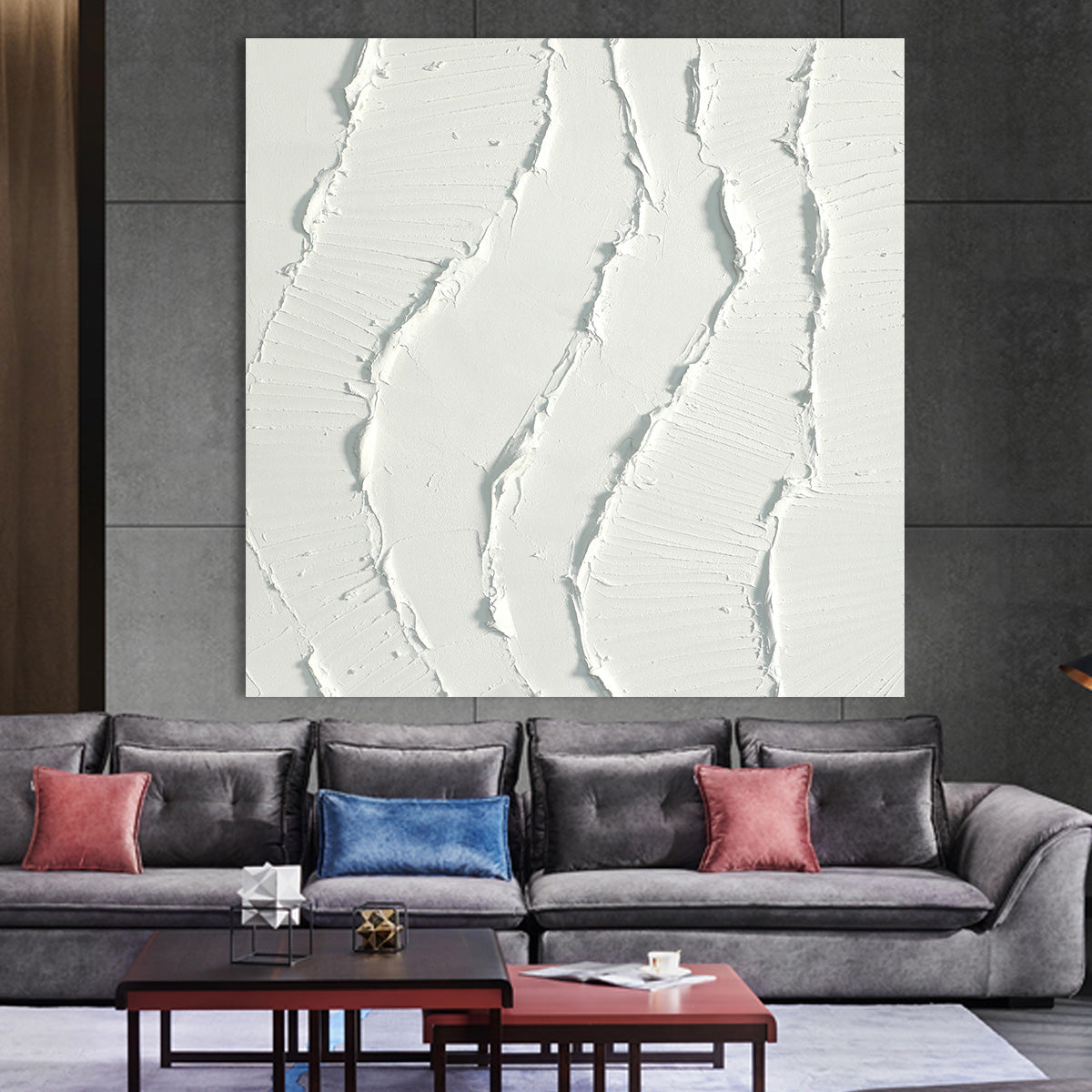 Flowing White Texture Canvas