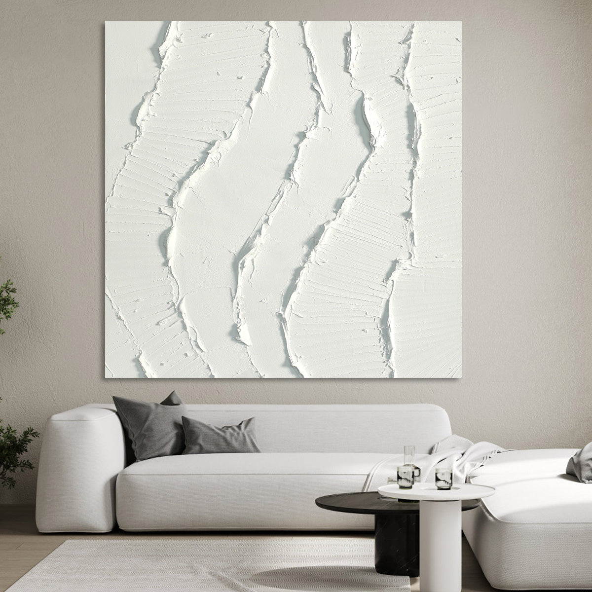 Flowing White Texture Canvas