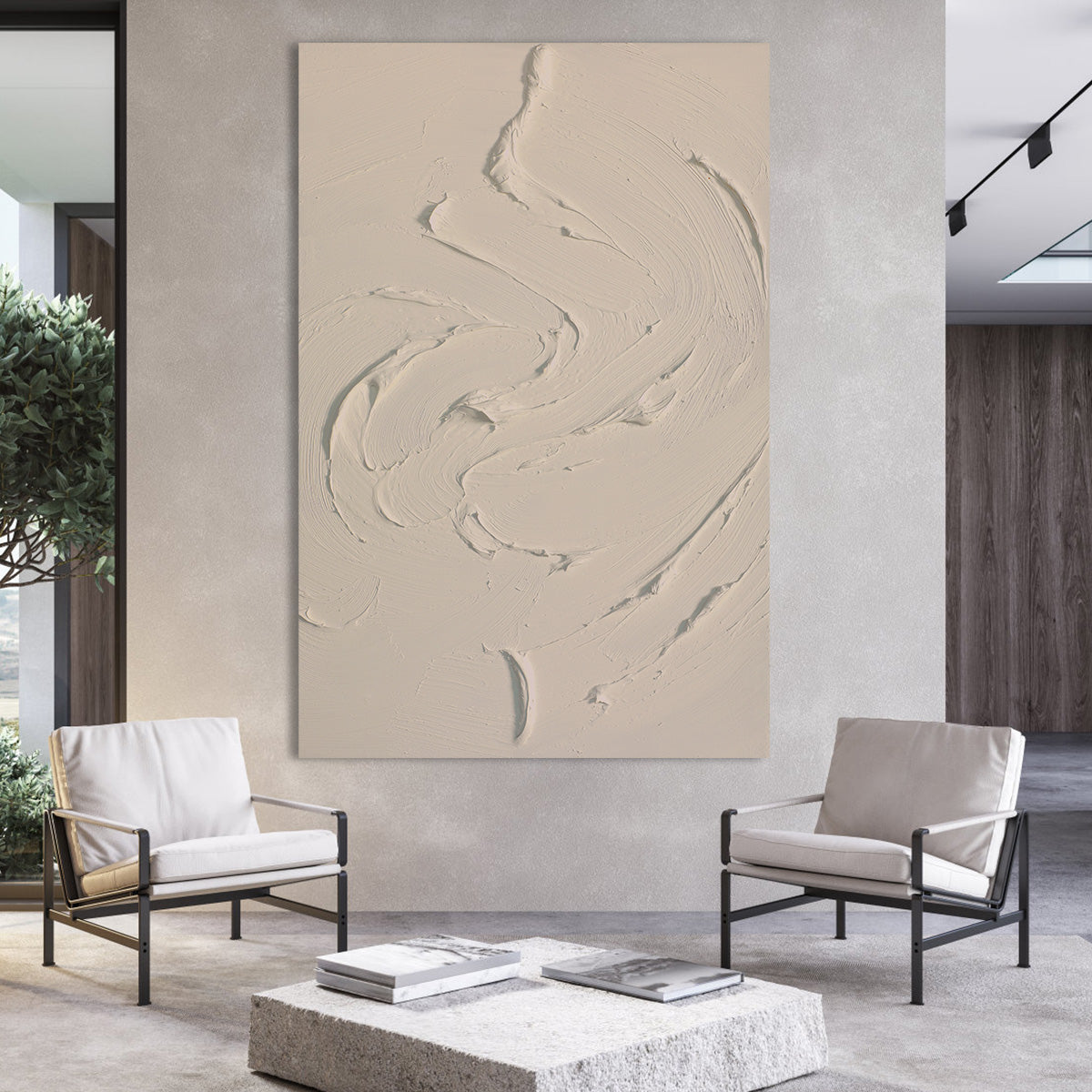 Beige Swirling Texture Canvas