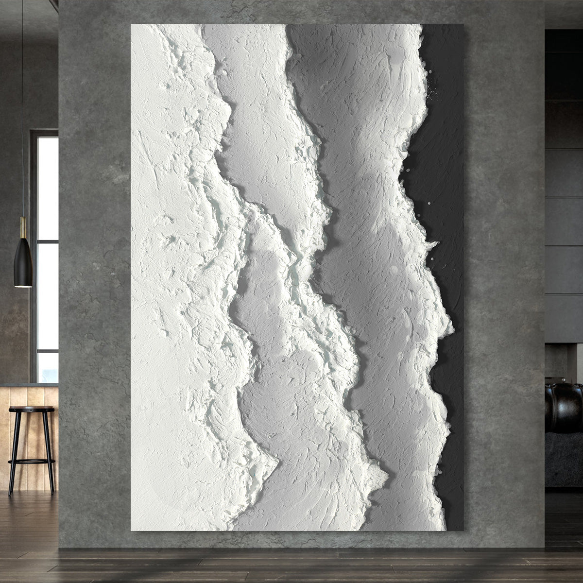 Monochrome Ridges Canvas Art