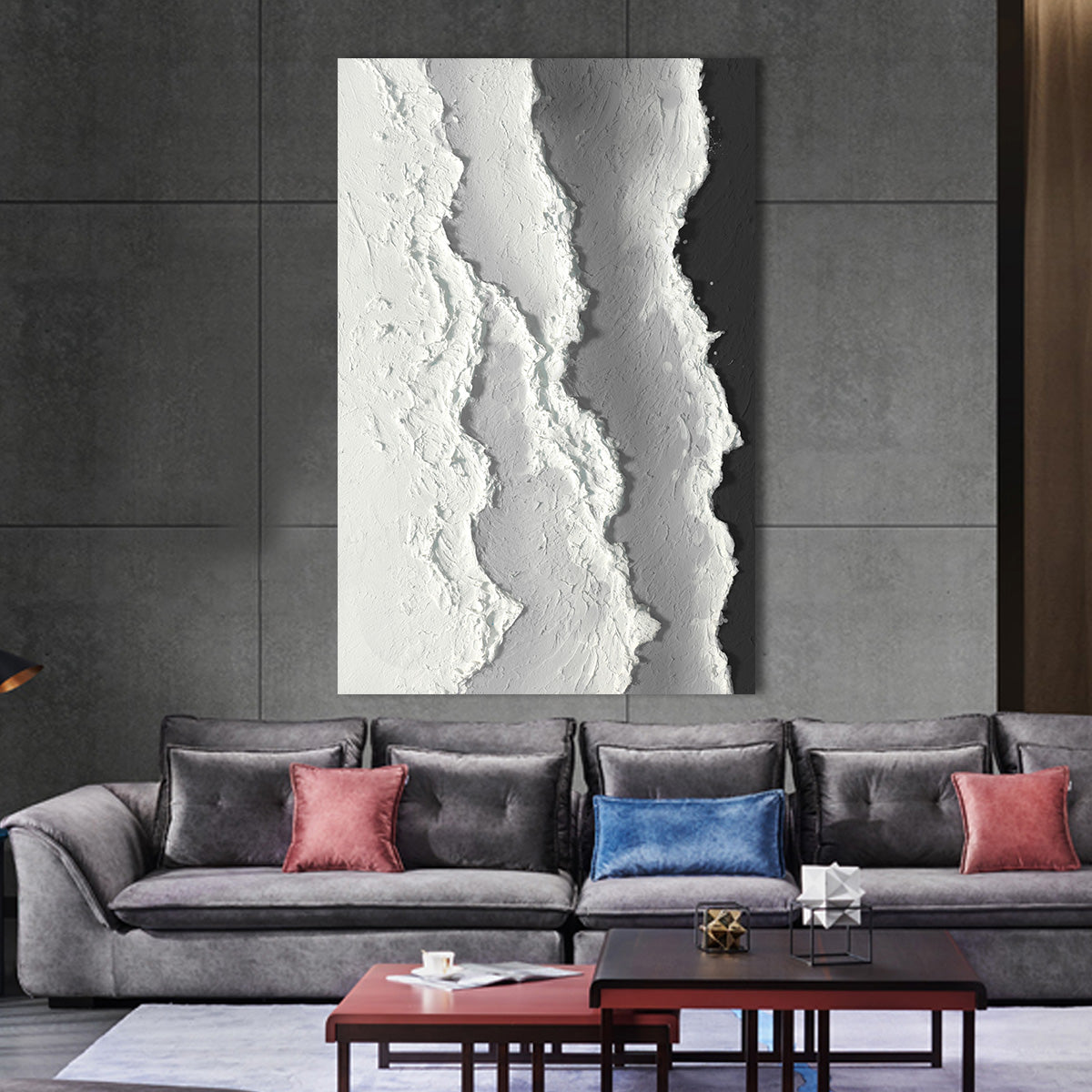 Monochrome Ridges Canvas Art