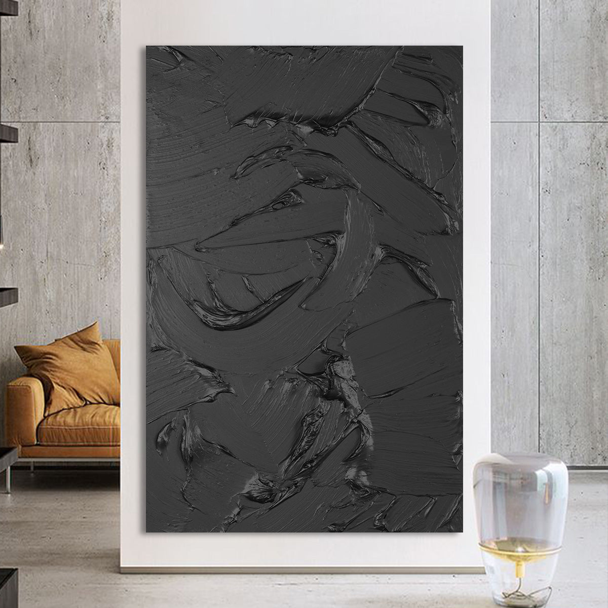 Black Abstract Textured Art