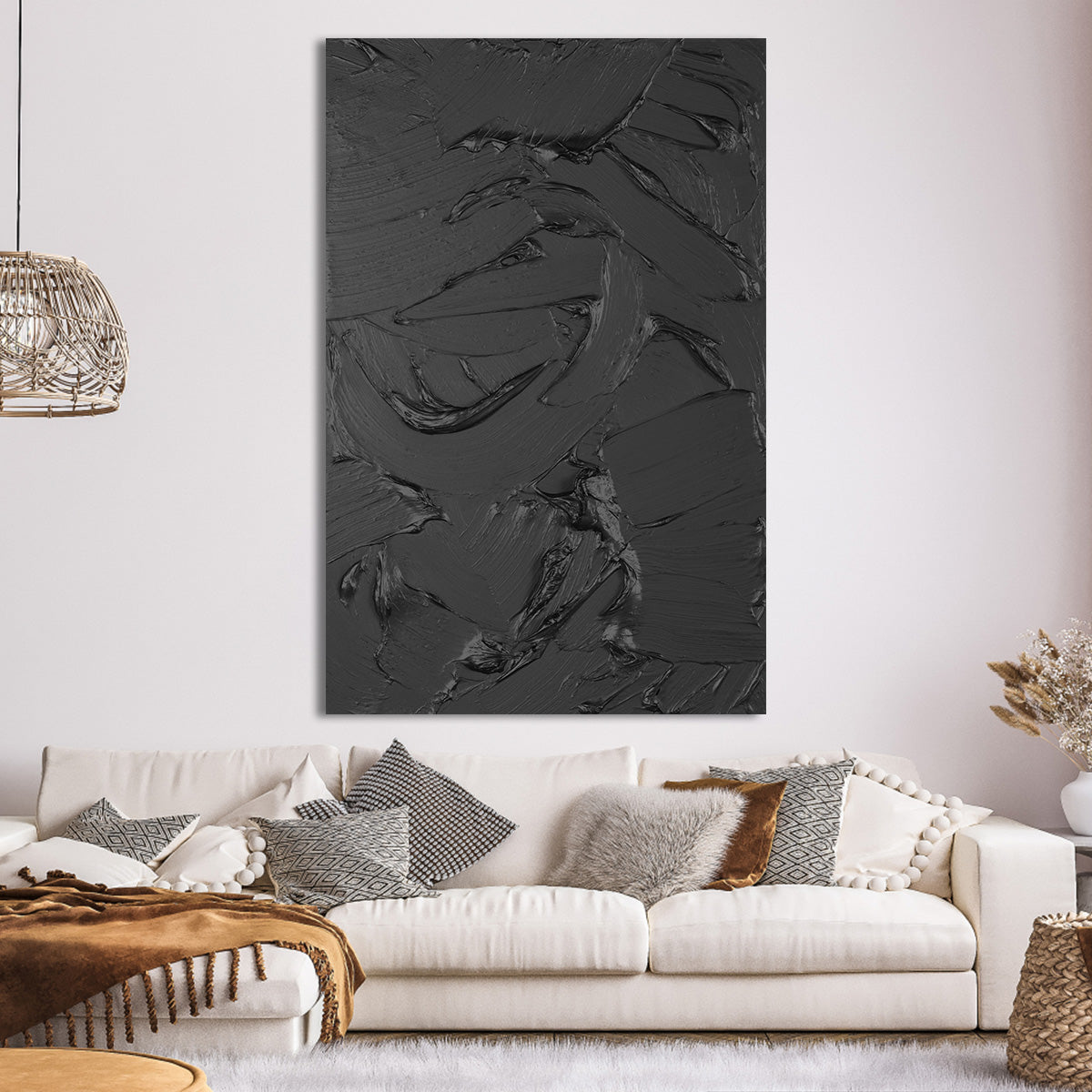 Black Abstract Textured Art