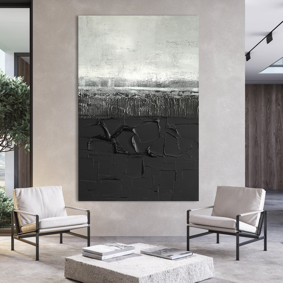 Black and Silver Textured Art