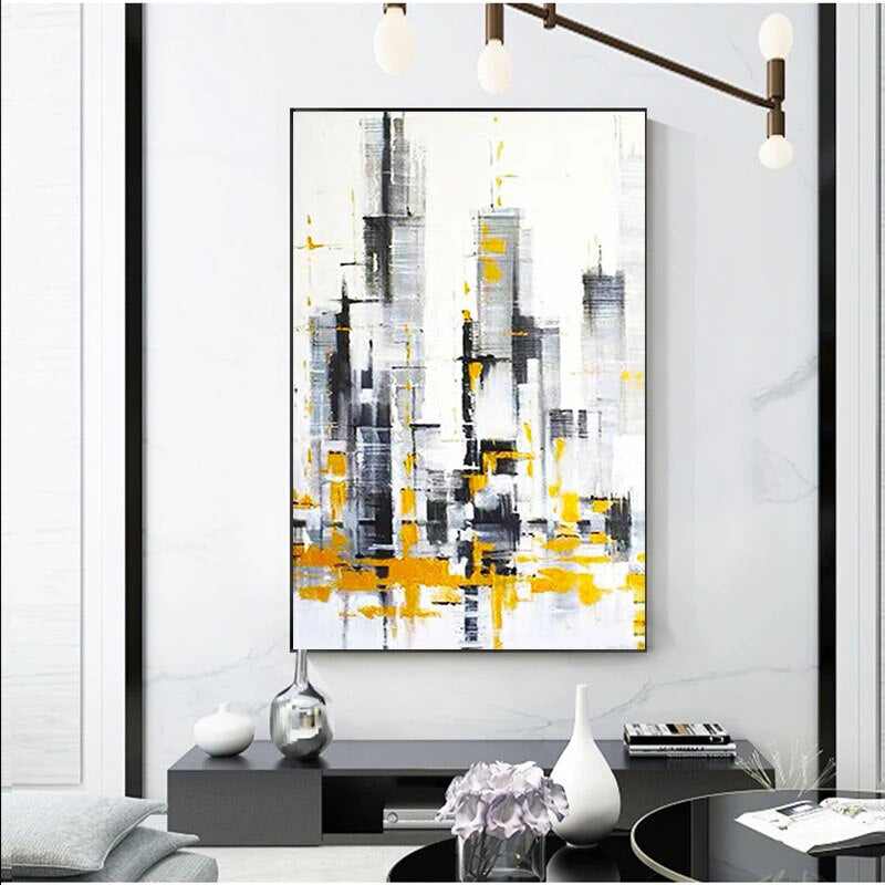 Golden Skyline: Abstract Urban Art