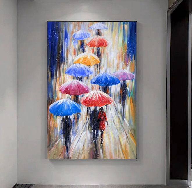 Vibrant Umbrellas in the Rain