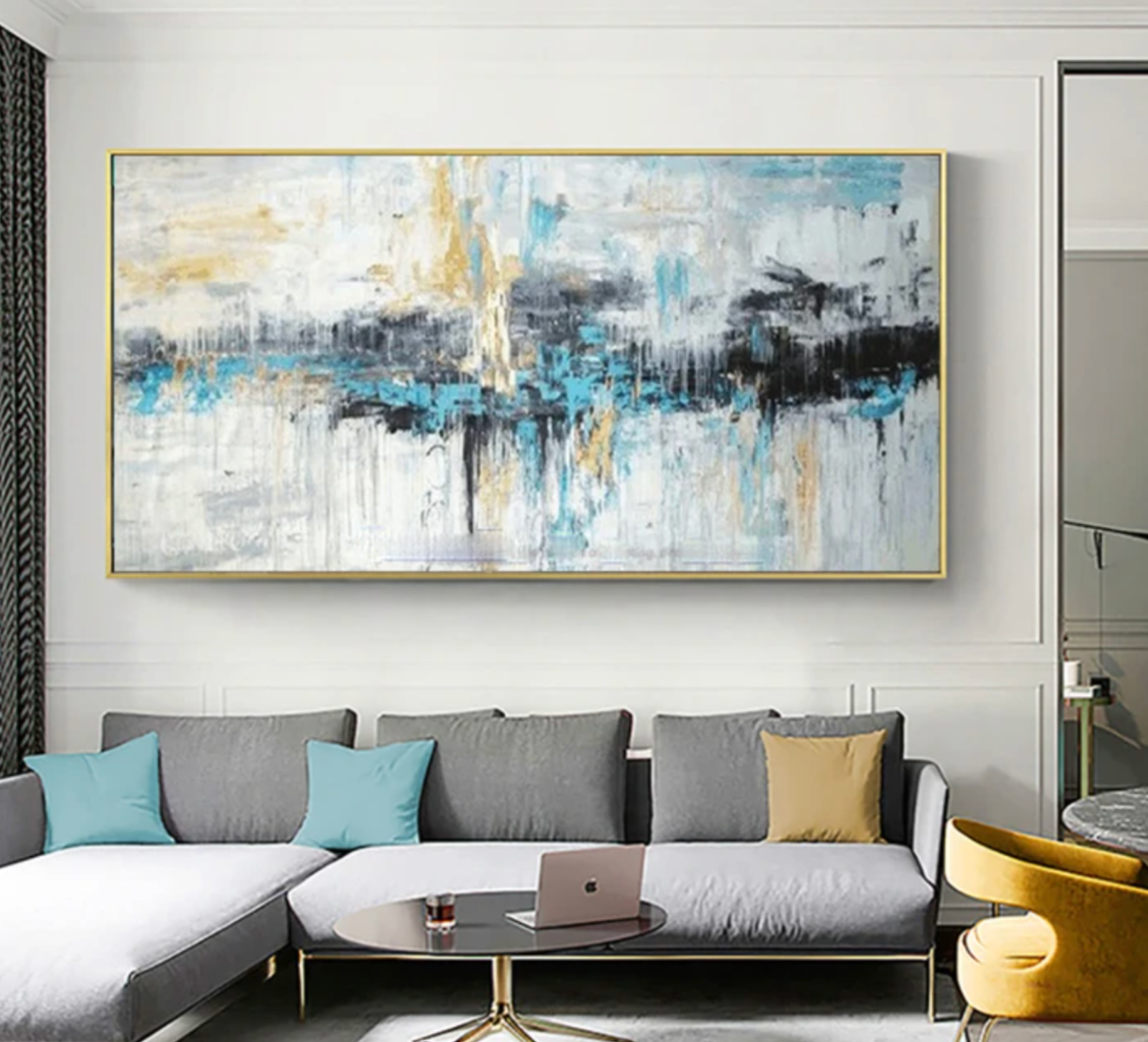 Modern Abstract Blue & Gold Art