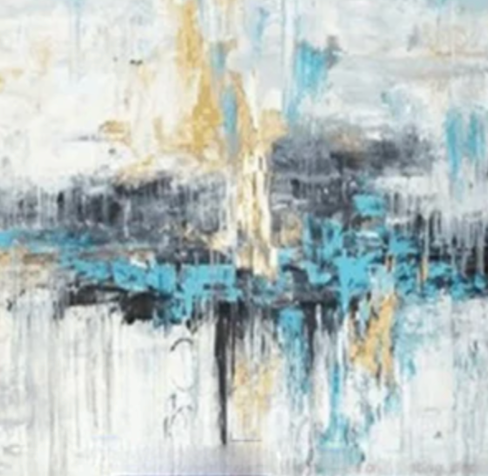 Modern Abstract Blue & Gold Art